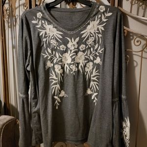 Beautiful Gray Embroidered Blouse